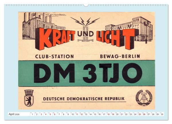 Produktbild: Amateurfunk in der DDR - Historische QSL-Karten (Wandkalender 2026 DIN A2 quer), CALVENDO Monatskalender