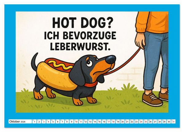 Produktbild: Fehlerfrei. Dackel eben. (hochwertiger Premium Wandkalender 2026 DIN A2 quer), Kunstdruck in Hochglanz