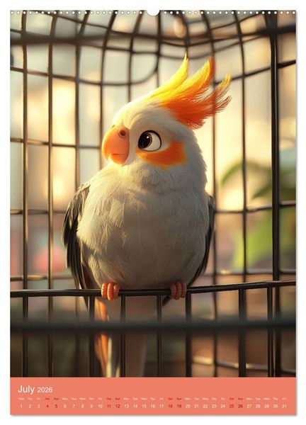 Produktbild: Cockatiel Chirpy Moments (High Quality Premium Wall Calendar 2026 DIN A2 portrait),CALVENDO 12 Month Wall Calendar