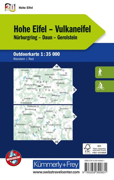 Produktbild: K&uuml;mmerly+Frey Outdoorkarte Deutschland 20 Hohe Eifel, Vulkaneifel 1:35.000