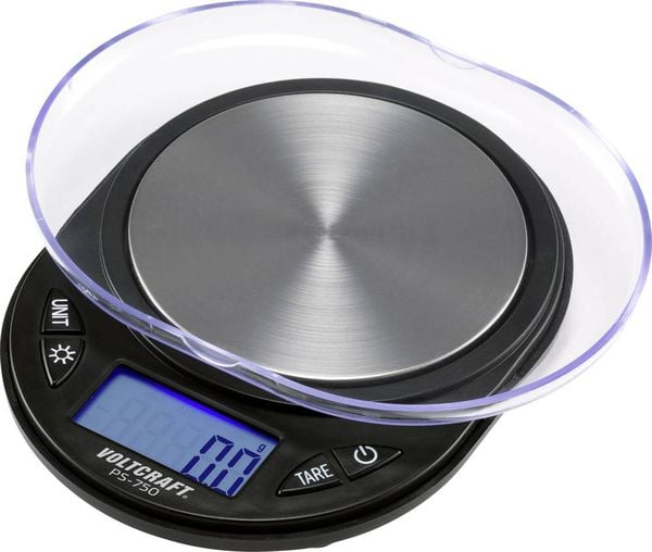 Produktbild: VOLTCRAFT PS-750 Pr&auml;zisionswaage W&auml;gebereich (max.) 750 g Ablesbarkeit 0.1 g batteriebetrieben Schwarz