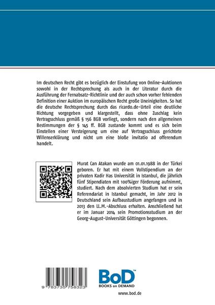 Produktbild: Der Vertragsschluss und das Widerrufsrecht im Rahmen von Internet-Auktionen