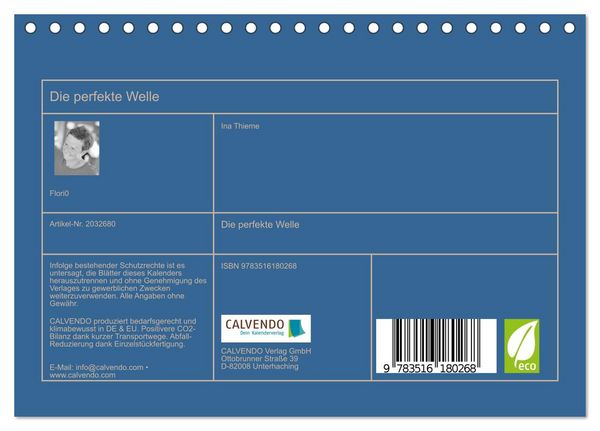 Produktbild: Die perfekte Welle (Tischkalender 2026 DIN A5 quer), CALVENDO Monatskalender