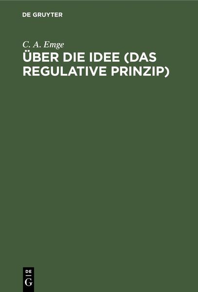 Produktbild: &Uuml;ber die Idee (Das regulative Prinzip)