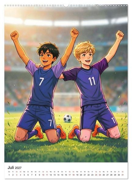 Produktbild: Level Up &ndash; Fu&szlig;ballhelden (hochwertiger Premium Wandkalender 2027 DIN A2 hoch), Kunstdruck in Hochglanz