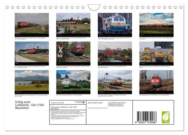 Produktbild: Erfolg einer Lokfamilie - Die V160-Baureihen (Wandkalender 2026 DIN A4 quer), CALVENDO Monatskalender