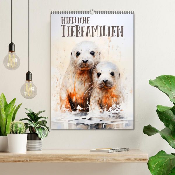 Produktbild: Niedliche Tierfamilien (Wandkalender 2026 DIN A2 hoch), CALVENDO Monatskalender