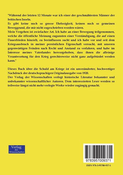 Produktbild: Ein gerechter Engl&auml;nder &uuml;ber die Schuld am Kriege