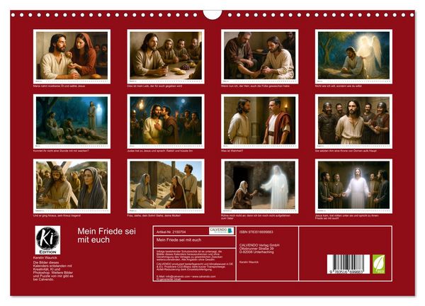 Produktbild: Mein Friede sei mit euch (Wandkalender 2026 DIN A3 quer), CALVENDO Monatskalender