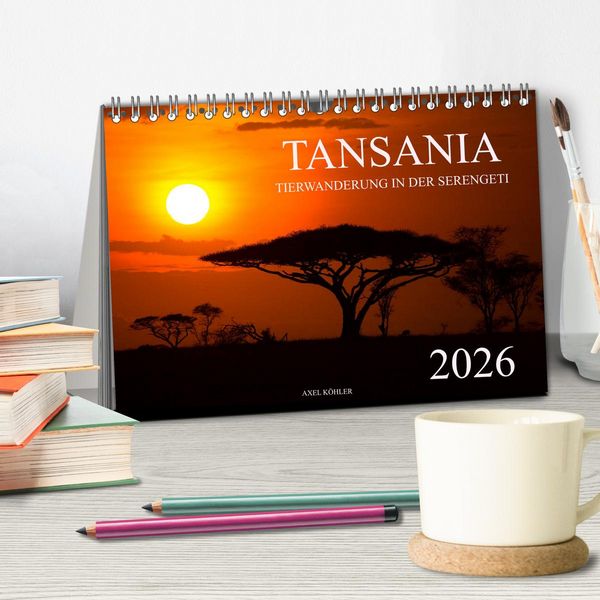 Produktbild: Tansania - Tierwanderung in der Serengeti (Tischkalender 2026 DIN A5 quer), CALVENDO Monatskalender
