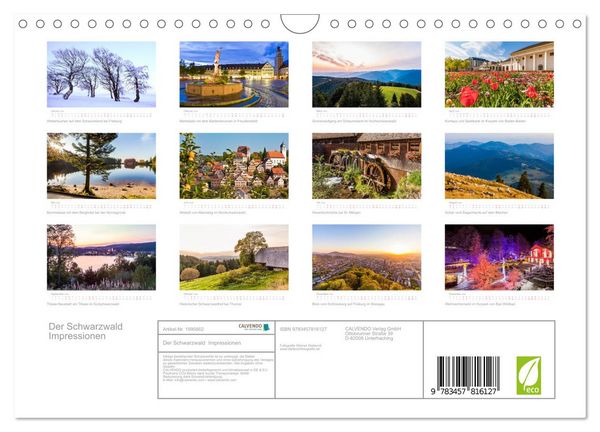 Produktbild: Der Schwarzwald Impressionen (Wandkalender 2026 DIN A4 quer), CALVENDO Monatskalender