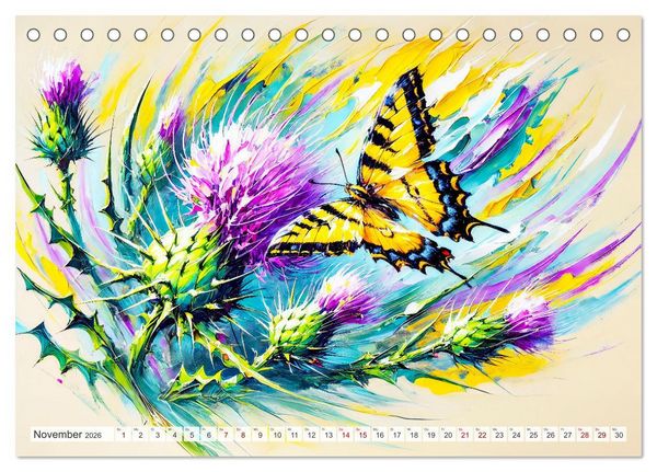 Produktbild: Schmetterlinge und ihre Blumenfreunde in lebhaften Farben (Tischkalender 2026 DIN A5 quer), CALVENDO Monatskalender