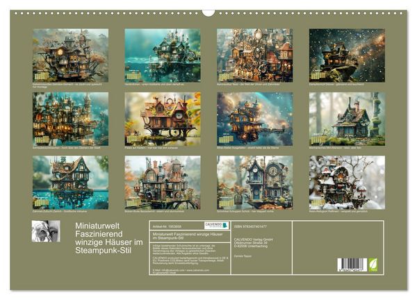 Produktbild: Miniaturwelt Faszinierend winzige H&auml;user im Steampunk-Stil (Wandkalender 2026 DIN A2 quer), CALVENDO Monatskalender