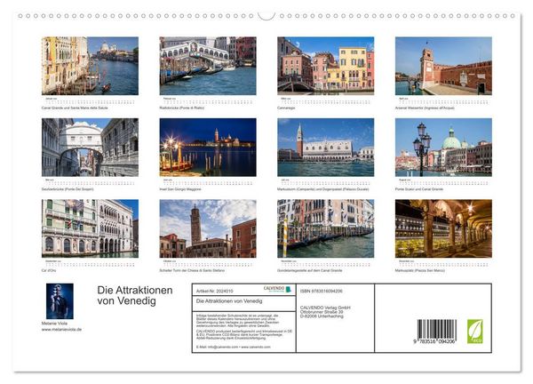 Produktbild: Die Attraktionen von Venedig (hochwertiger Premium Wandkalender 2026 DIN A2 quer), Kunstdruck in Hochglanz