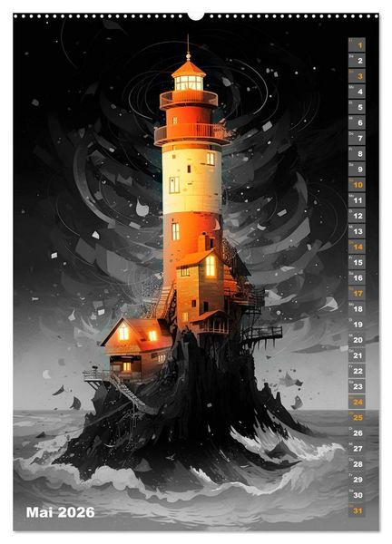 Produktbild: W&auml;chter der Meere - Surreale Architektur (hochwertiger Premium Wandkalender 2026 DIN A2 hoch), Kunstdruck in Hochglanz