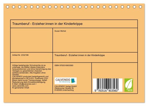 Produktbild: Traumberuf - Erzieher:innen in der Kinderkrippe (Tischkalender 2027 DIN A5 quer), CALVENDO Monatskalender