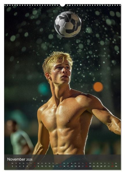 Produktbild: SEXY JUNGS - Nackte Haut beim Fu&szlig;ball (Wandkalender 2026 DIN A2 hoch), CALVENDO Monatskalender