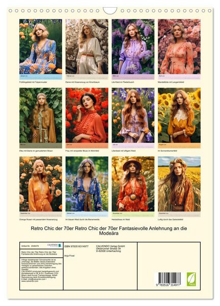 Produktbild: Retro Chic der 70er Retro Chic der 70er Fantasievolle Anlehnung an die Mode&auml;ra (Wandkalender 2026 DIN A3 hoch), CALVENDO Monatskalender