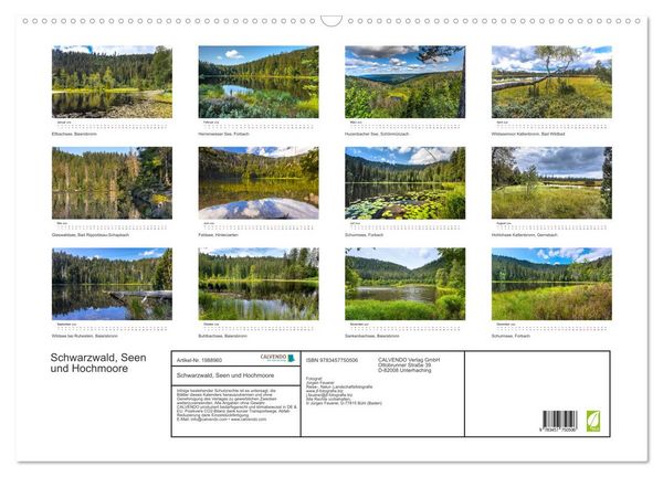 Produktbild: Schwarzwald, Seen und Hochmoore (Wandkalender 2026 DIN A2 quer), CALVENDO Monatskalender
