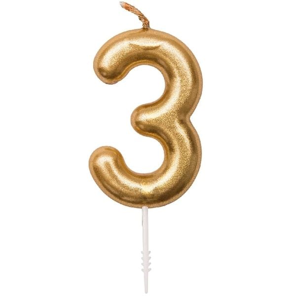 Produktbild: Zahlenkerze 3, Gold