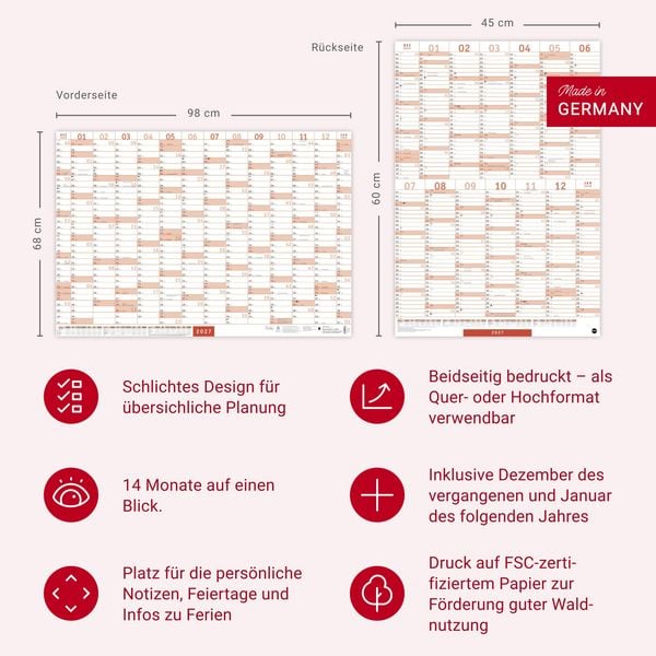 Produktbild: Mega-Posterplaner, rot 2027