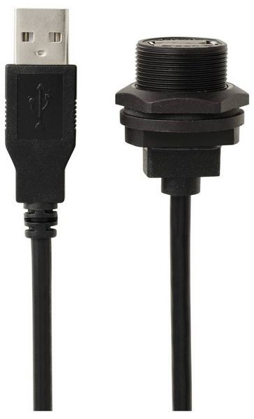Produktbild: USB 2.0-Kabel mit USB-A-Buchse auf IP67-USB-A-Stecker, 0,5m TC-E13T-FU2-PWF/MU2-NWA-0.5PV-S Wasserdichtes Kunststoffkabel