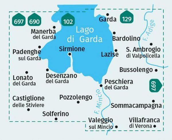 Produktbild: KOMPASS Wanderkarte 695 Gardasee S&uuml;d, Basso Garda 1:25.000