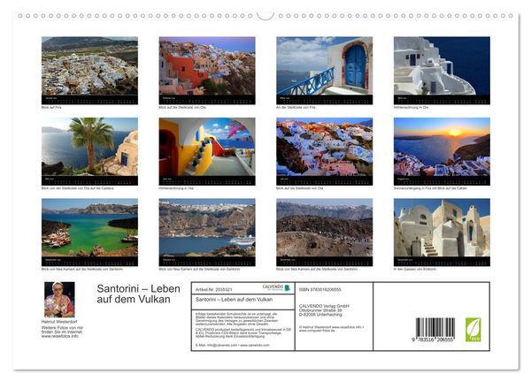 Produktbild: Santorini &ndash; Leben auf dem Vulkan (hochwertiger Premium Wandkalender 2026 DIN A2 quer), Kunstdruck in Hochglanz