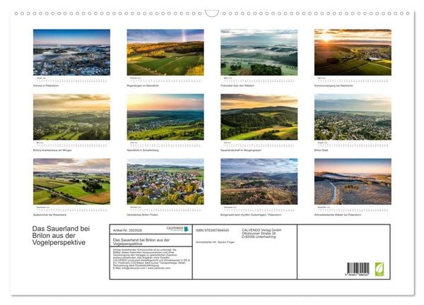 Produktbild: Das Sauerland bei Brilon aus der Vogelperspektive (Wandkalender 2026 DIN A2 quer), CALVENDO Monatskalender