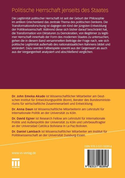 Produktbild: Politische Herrschaft jenseits des Staates