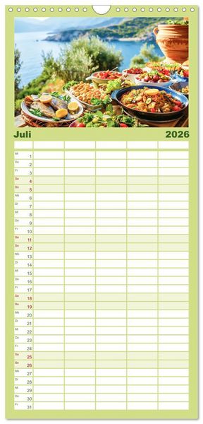 Produktbild: Familienplaner 2026 - Mediterrane K&uuml;che mit 5 Spalten (Wandkalender, 21 x 45 cm) CALVENDO