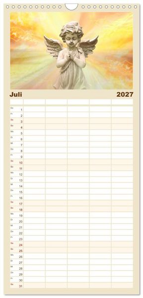 Produktbild: Familienplaner 2027 - Engel f&uuml;r Gl&uuml;ck & Schutz mit 5 Spalten (Wandkalender, 21 x 45 cm) CALVENDO