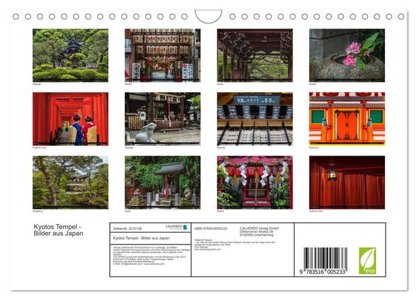 Produktbild: Kyotos Tempel - Bilder aus Japan (Wandkalender 2026 DIN A4 quer), CALVENDO Monatskalender
