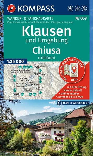 Produktbild: KOMPASS Wanderkarte 059 Klausen und Umgebung / Chiusa e dintorni 1:25.000