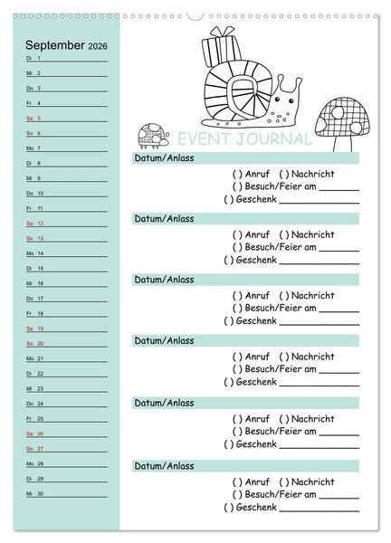 Produktbild: Geburtstagsplaner Doodle Tiere - F&uuml;r Termine, Geschenke, Eventdetails & mehr (hochwertiger Premium Wandkalender 2026 DIN A2 hoch), Kunstdruck in Hochglanz