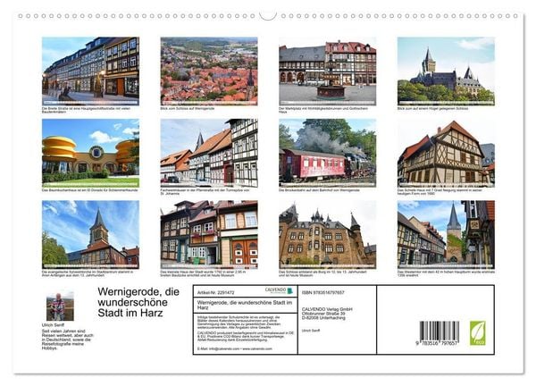 Produktbild: Wernigerode, die wundersch&ouml;ne Stadt im Harz (hochwertiger Premium Wandkalender 2027 DIN A2 quer), Kunstdruck in Hochglanz