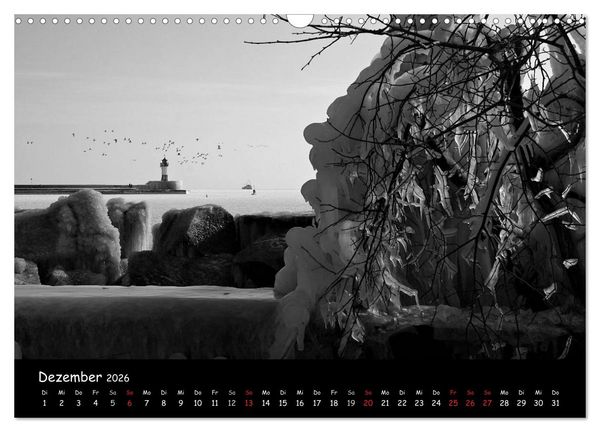 Produktbild: R&uuml;gen in schwarz-wei&szlig; (Wandkalender 2026 DIN A3 quer), CALVENDO Monatskalender