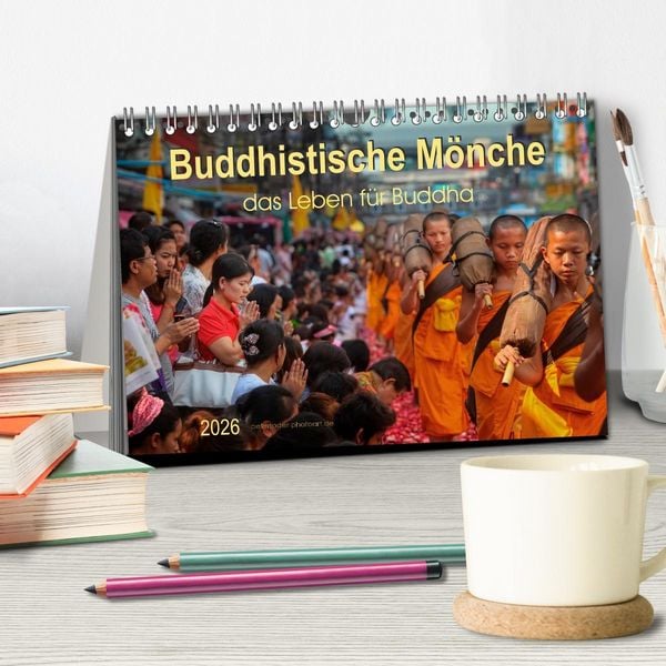 Produktbild: Buddhistische M&ouml;nche - das Leben f&uuml;r Buddha (Tischkalender 2026 DIN A5 quer), CALVENDO Monatskalender