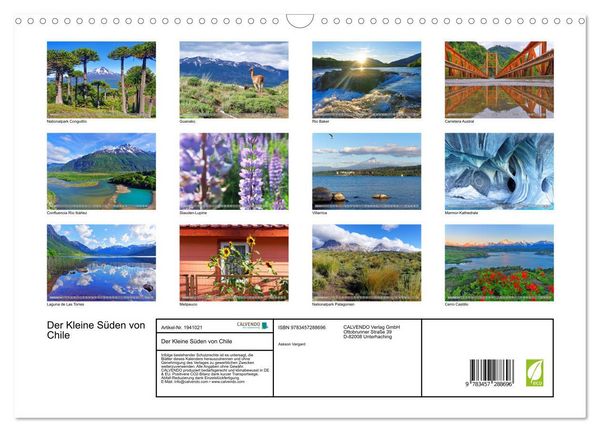 Produktbild: Der Kleine S&uuml;den von Chile (Wandkalender 2026 DIN A3 quer), CALVENDO Monatskalender