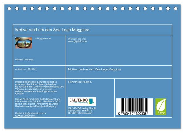 Produktbild: Motive rund um den See Lago Maggiore (Tischkalender 2026 DIN A5 quer), CALVENDO Monatskalender
