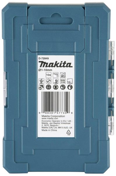 Produktbild: Makita D-72849 Spiralbohrer-Set 1 mm, 2 mm, 3 mm, 4 mm, 5 mm, 6 mm, 7 mm, 8 mm, 9 mm, 10 mm 1 St.