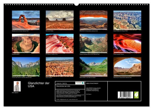 Produktbild: Glanzlichter der USA (hochwertiger Premium Wandkalender 2026 DIN A2 quer), Kunstdruck in Hochglanz