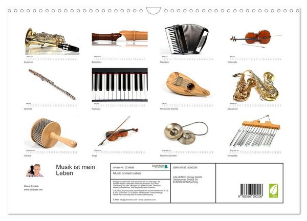 Produktbild: Musik ist mein Leben (Wandkalender 2026 DIN A3 quer), CALVENDO Monatskalender