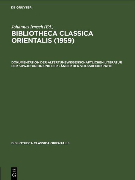 Produktbild: Bibliotheca Classica Orientalis. Band 4, Heft 1