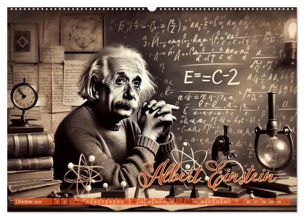 Produktbild: Genies der Geschichte - Ein KI Kalender (Wandkalender 2026 DIN A2 quer), CALVENDO Monatskalender