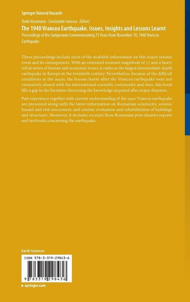 Produktbild: The 1940 Vrancea Earthquake. Issues, Insights and Lessons Learnt