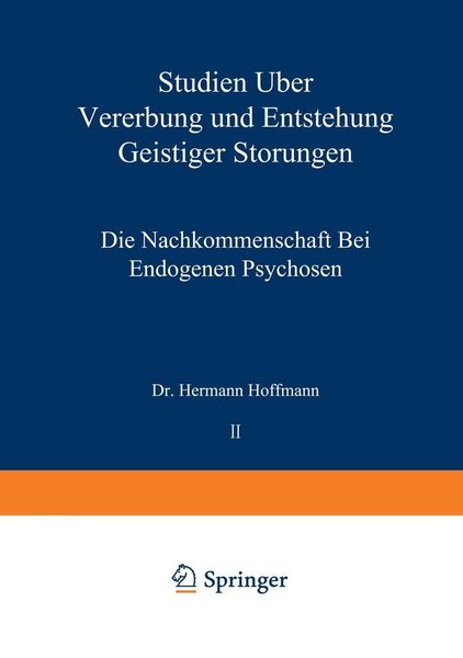 Produktbild: Studien &uuml;ber Vererbung und Entstehung Geistiger St&ouml;rungen