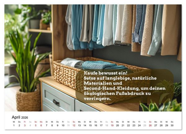 Produktbild: Nachhaltige Neujahrsvors&auml;tze - Der umweltfreundliche Jahreskalender (Wandkalender 2026 DIN A2 quer), CALVENDO Monatskalender