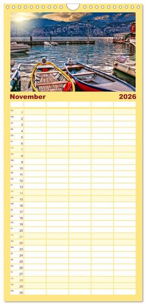 Produktbild: Familienplaner 2026 - Malcesine und Sirmione, Sch&ouml;nheiten am Gardasee mit 5 Spalten (Wandkalender, 21 x 45 cm) CALVENDO
