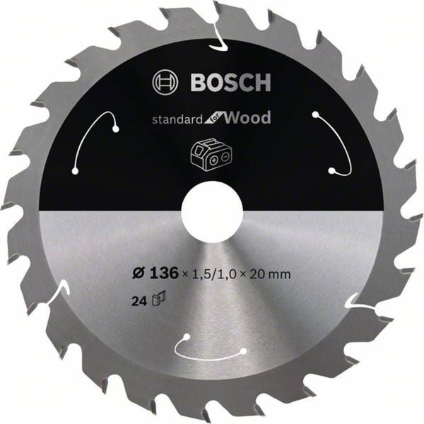 Bosch Accessories 2608837668 Hartmetall Kreissägeblatt 136 x 20 mm Zähneanzahl: 24 1 St.